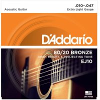 D'Addario EJ10 80/20  Bronze Acoustic Guitar Strings .010-.047 